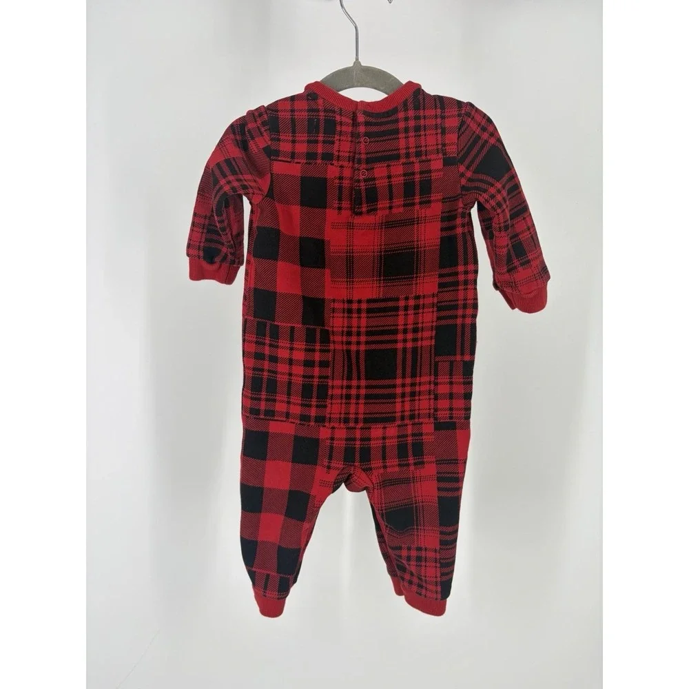 Ralph Lauren Polo Bear Red Plaid Fleece Coverall Sleeper Infant 9 Months